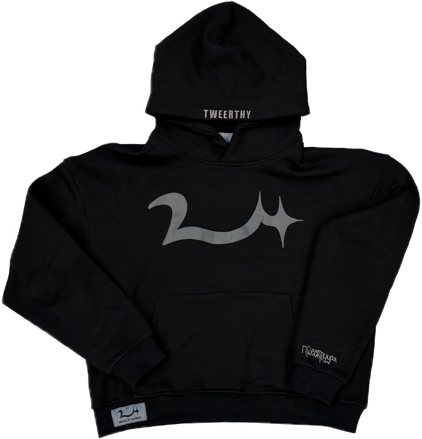 TWEERTHY 24 PUFF PRINT LOGO HOODIE (BLACK)
