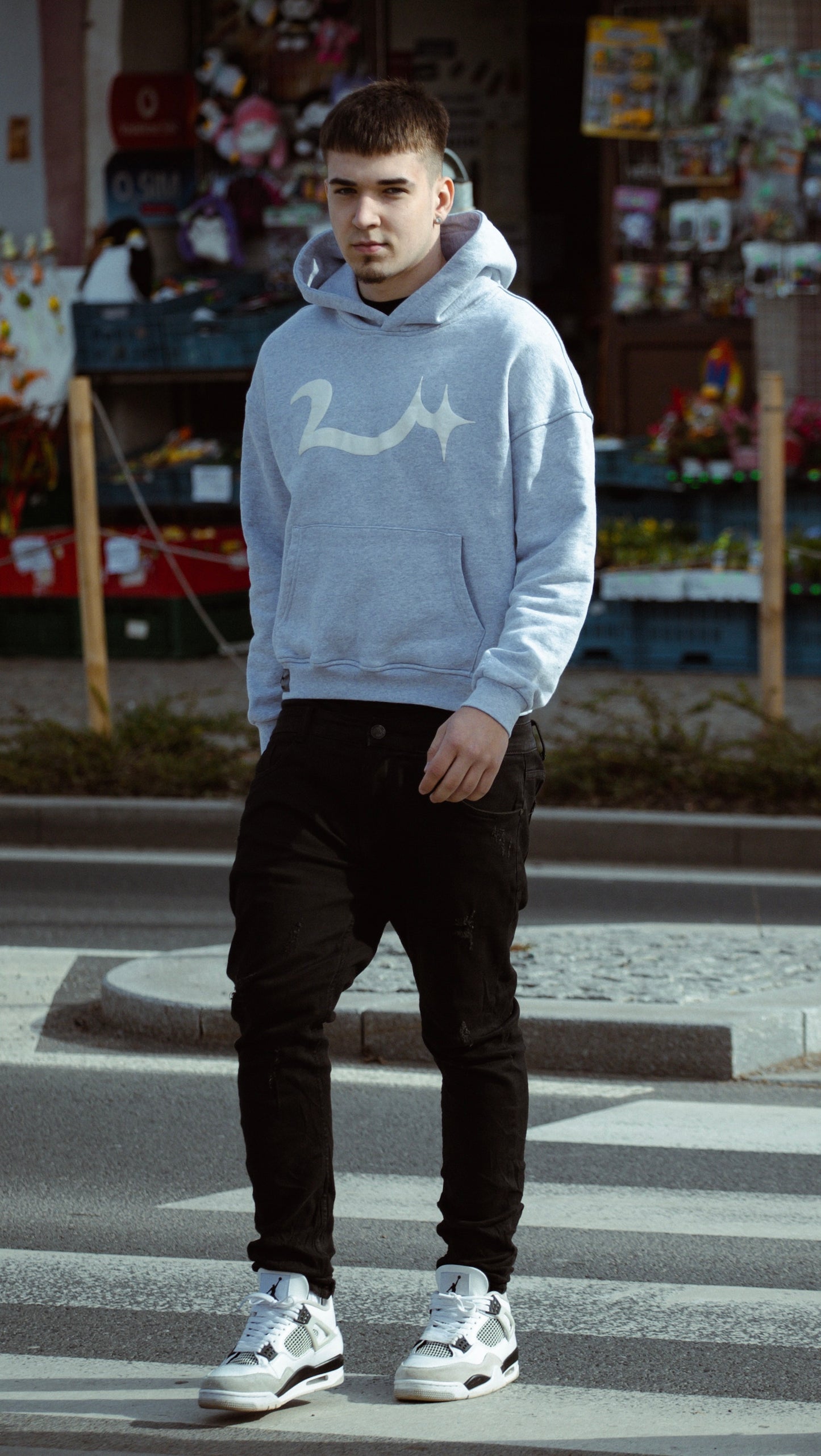 TWEERTHY 24 PUFF PRINT LOGO HOODIE (GREY)