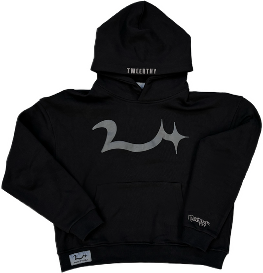 TWEERTHY 24 PUFF PRINT LOGO HOODIE (BLACK)